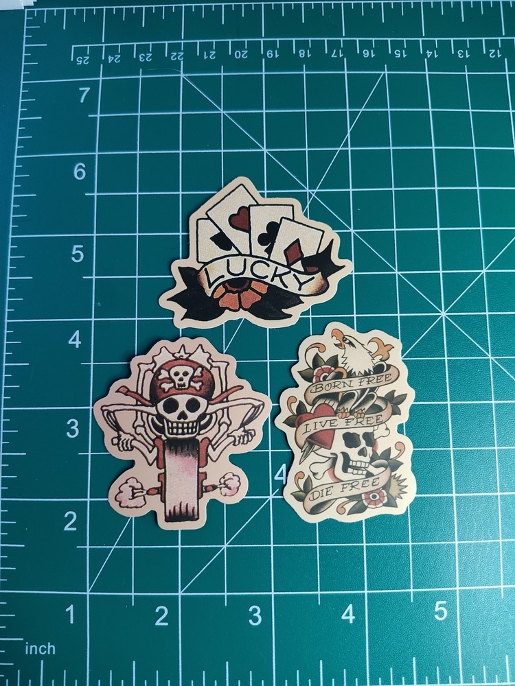 3 Retro Sailor Tattoo 2″ Stickers Navigation Ship Women Anchor Motorcycle Biker