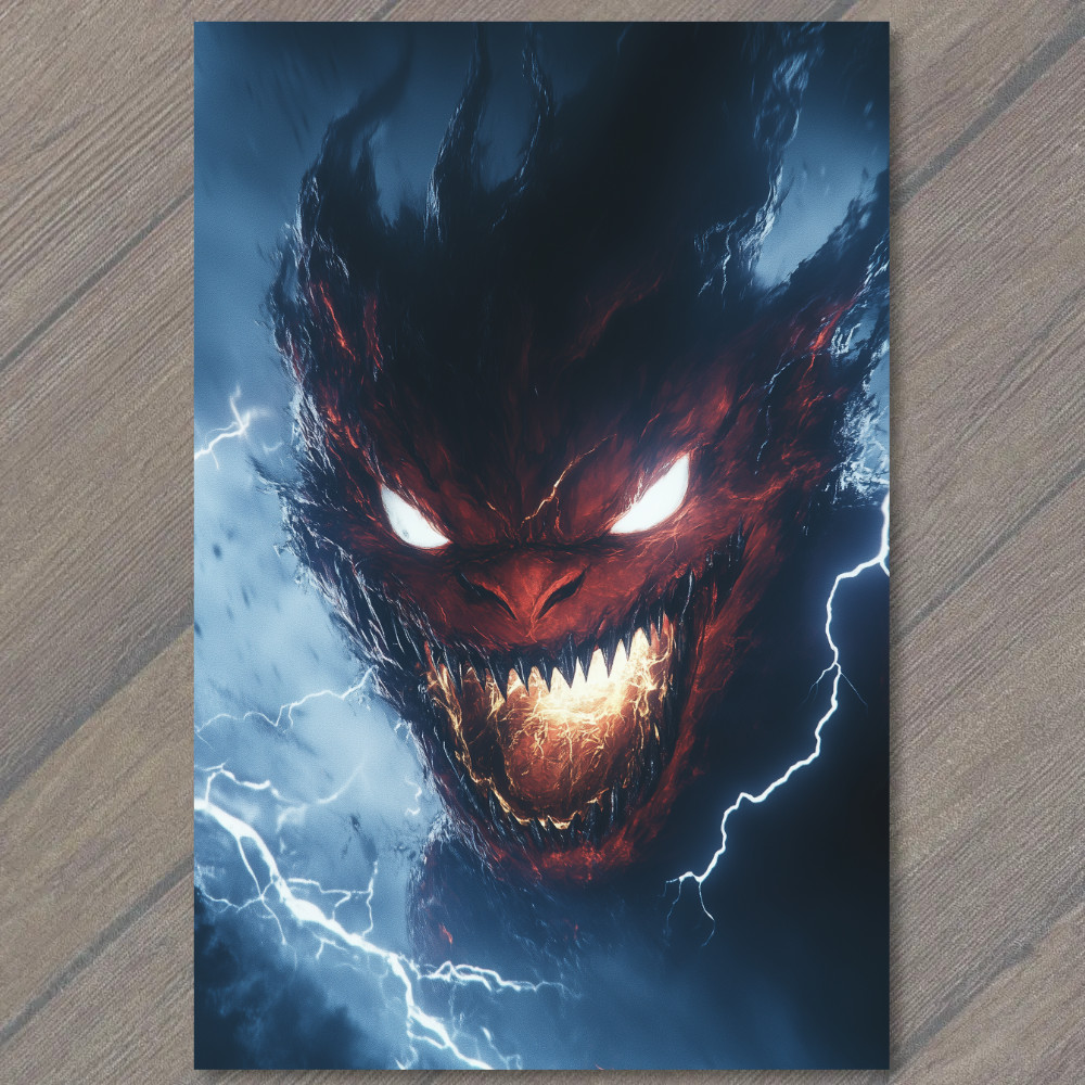 STICKER Lightning Human Form in Fiery Atmosphere Striking Red and Black