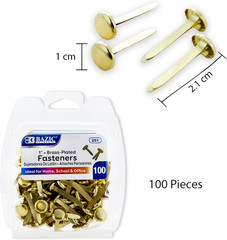 Brass-Plated Paper Fasteners Brads, 1 In, 100 Count, Standard Brad Fasteners, fo