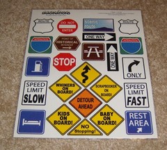 Creative Imaginations 8×10 Sticker Sheet ~ Road Signs