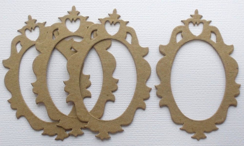 {4} *MINI ACCENT FRAME* Ornate Picture Frames Bare Chipboard Die Cuts – 2″ x 3″