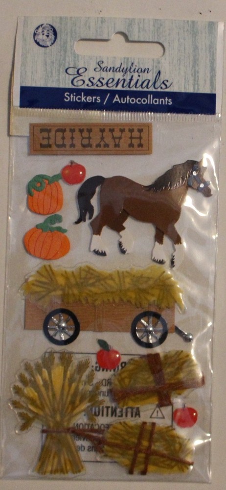 New Dimensional Sandylion scrapbook stickers HAYRIDE Clydesdale horse pumpkins