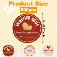 500pcs Washed Eggs Stickers, 2in Farm Fresh Eggs Stickers Egg Carton Stickers…