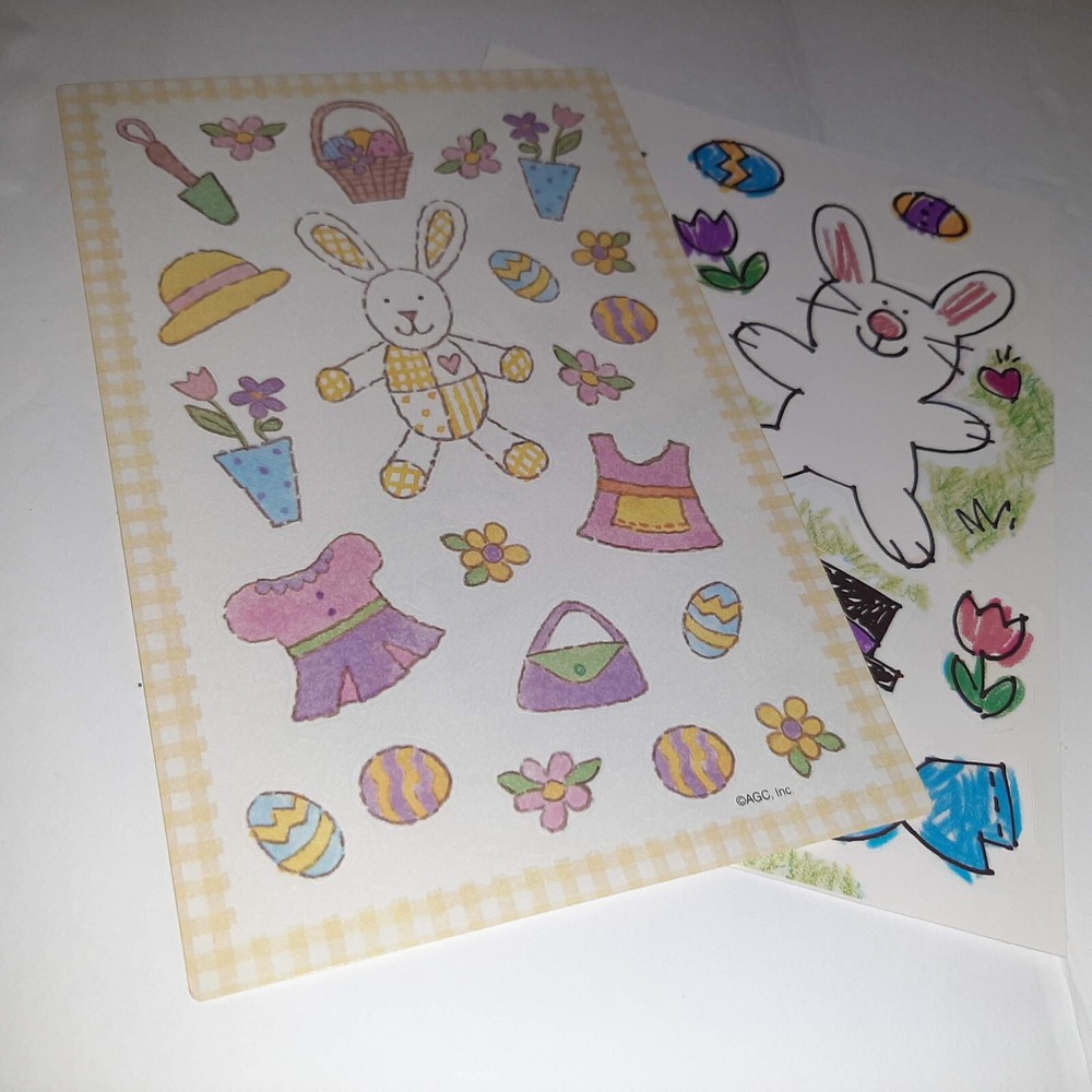 Vintage AGC Easter Bunny Activity Stickers Dress Up/Paper Doll Rabbits x2 Sheets