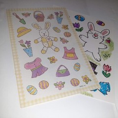 Vintage AGC Easter Bunny Activity Stickers Dress Up/Paper Doll Rabbits x2 Sheets