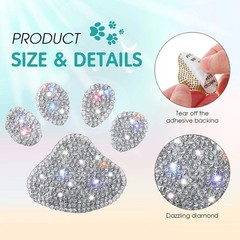 Stylish 4-Pack Paw Print Rhinestone Decals – Waterproof for -Round Use