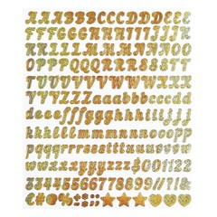 10 Sheets Letter Number Stickers, 1/2 Inch Self-Adhesive Vinyl Alphabet Gold
