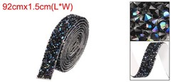 3/5 Inch x 1 Yard Crystal Rhinestone Sticker Ribbon Black AB