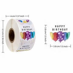 500pcs Happy Birthday Stickers, 1.5 Inch Round Waterproof Labels