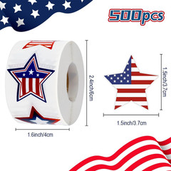 American Flag Star Stickers, 500 PCS 1.5 Inch Self Sealing 4Th of July Stickers