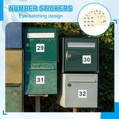 3″ Consecutive Number Stickers, 1 Set Self Adhesive Number Decals, White