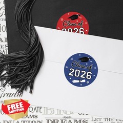 Red White Blue Graduation Stickers 1.75″, Class of 2026 Seals 40ct