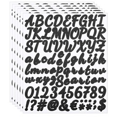 Alphabet Letters Numbers Stickers, 6 Sheets Self Adhesive Cursive Decal, Black