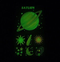 4 Vintage Twin Seven Prismatic Fluorescent Stickers Planets Venus Saturn Jupiter