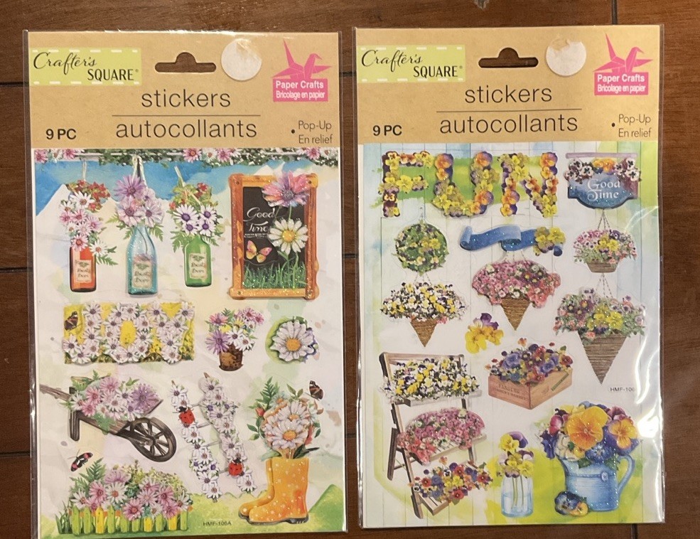 Crafter’s Square Floral Embellishment Stickers – Lot Of 2