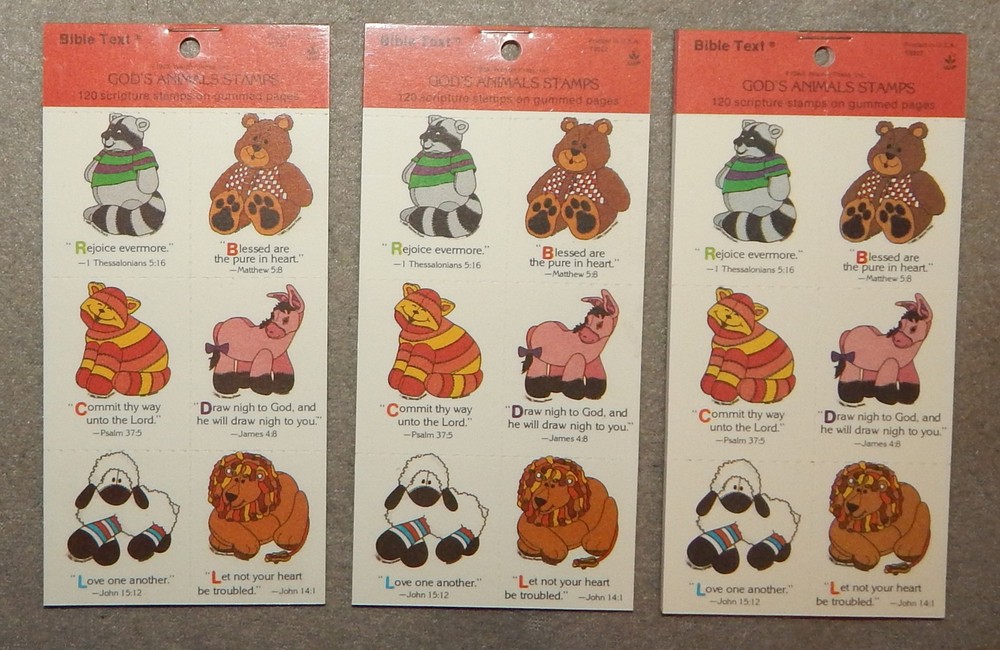 3 Packs God’s Animals Gummed Stickers (1 5/8″ x 1 1/4″) 6 Animals, 360 Total
