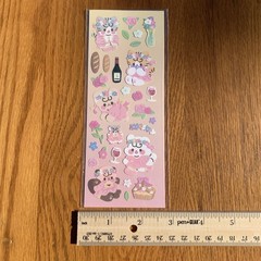 Pink Floral Cats Sticker Sheet