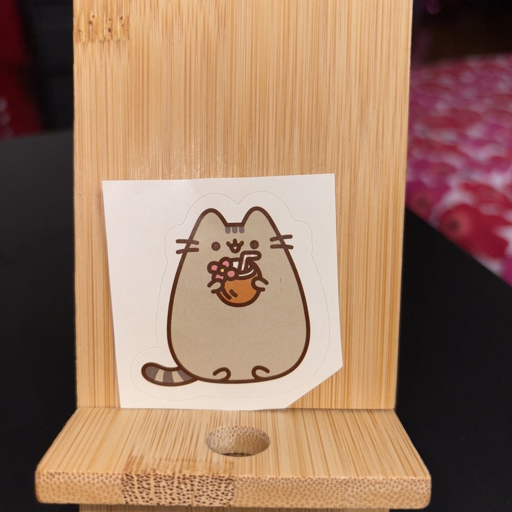 Pusheen Cat with Mai Tai/Moscow Mule/Coconut Drink Sticker 2 x 1.75 Inches