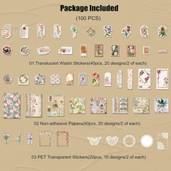 100 PCS Vintage Ephemera Pack Journaling Scrapbooking Supplies Scrapbook Sticker