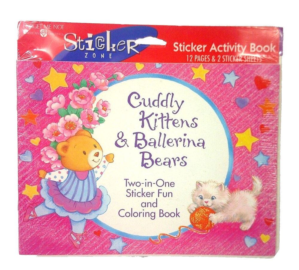 Vintage American Greetings Cuddly Kittens Ballerina Bears Sticker Activity Book