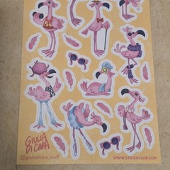 Stickii Club Pipsticks Pink Cute Flamingo Sticker Sheet Bundle summer colorful