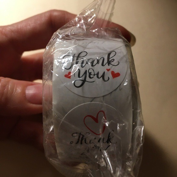#44 New Roll Of 100 Thank You Stickers with Red Hearts for Packages