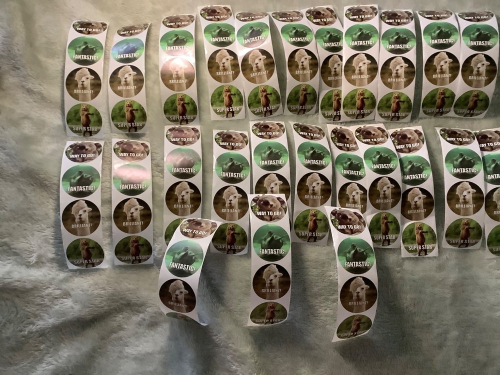 Teacher Kids Reward 1” Round Animal Stickers 4 Designs Brand New Lot of 100 #*