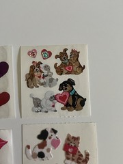 Vintage Sandylion Lot Of 4 Mods Hearts Valentines Stickers love Fuzzy Glitter