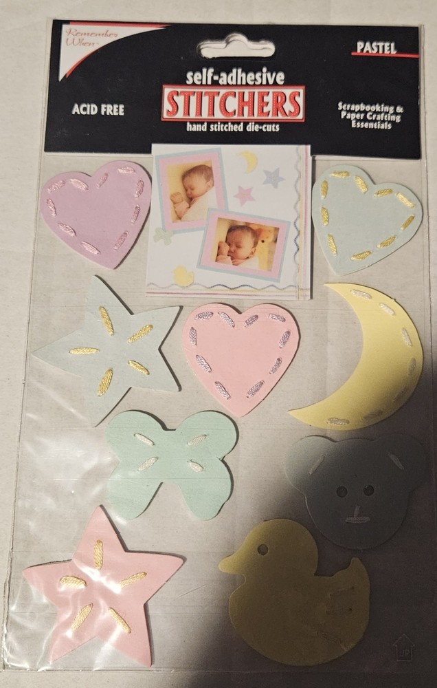 Remember when self adhesive stickers hand stitched die cuts shapes pastel colors