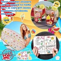 Blowata 30 Sheets Summer Stickers, Adhesive 388Pcs Ocean Beach Stickers Bulk …
