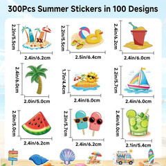 300Pcs Summer Stickers – Summer Water Bottle Stickers Bulk Waterproof Vinyl Beac