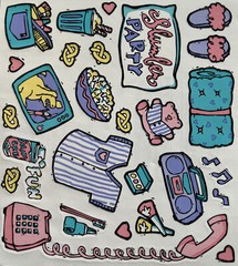 SLUMBER PARTY Stickers(26pc)Frances Meyer•Overnight•Kids•Snack•Nightgown •Girls