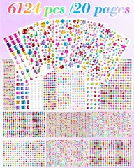6124Pcs Gem Stickers-Self-Adhesive Face Jewelry Stickers, Acrylic Gems DIY Craft