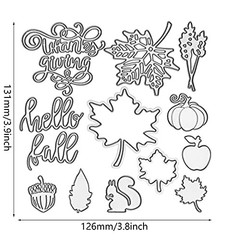 12 Pieces Thanksgiving Metal Cutting Dies Maple Leaf Metal Die Cuts Fall