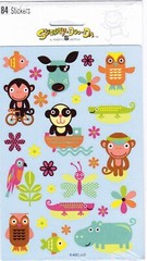 NEW pack Tropical Animals Scrapbook Stickers! Monkey Owl Hippo Fish Lizard