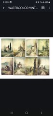 Watercolor Vintage Landscapes Tags Junk Journals Scrapbook Usa