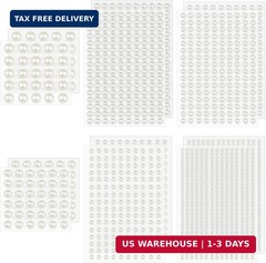 1982 Pcs Self-Adhesive Pearl Stickers, Multiple Sizes, Decorative Pearl Gems for