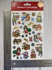 Sloth Christmas Stickers Foiled Novelty Unique Stocking Stuffer Small Gift New