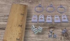 Lot Of 64 Brads & Embellishments Scrapbooking Blue Pink Red Purple Peach Green