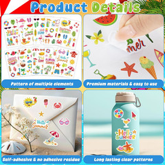 30 Sheets Summer Stickers, Adhesive 388Pcs Ocean Beach Stickers Bulk for Summer