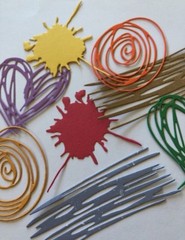 SCRIBBLE MARK Die-Cuts(8pc)4 Sizes•Splat•Oval•Heart•Doodle•Colorful*Card Making