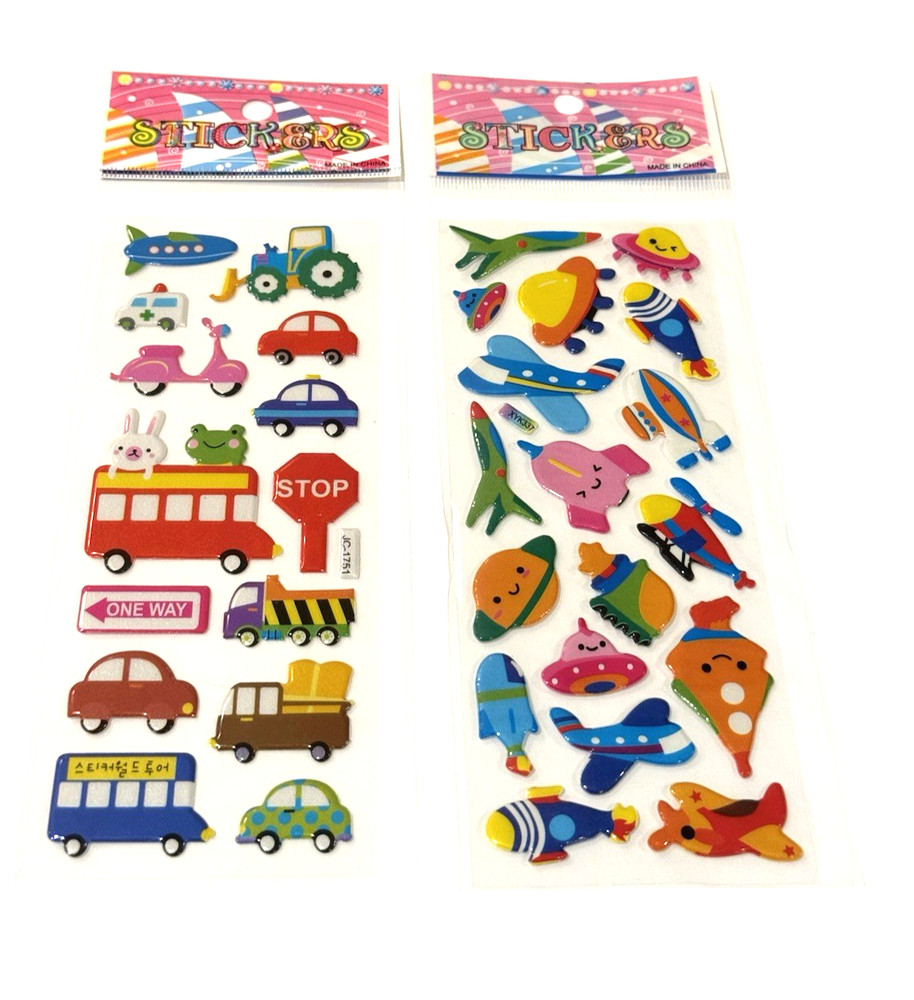 Plane UFO Stickers Planet Car Bus Tractor Scrapbook Card Craft Lot of 2 NEW READ