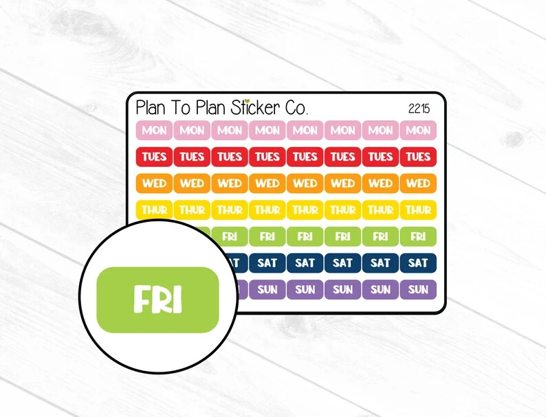 2215~~Days of The Week Planner Stickers.