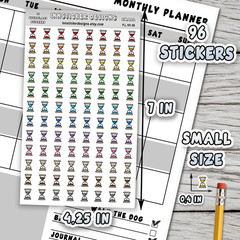 Hourglass Stickers, Mini Icon Reminder Planner stickers, Journals, Scrapbooks
