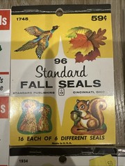 Vtg Lot Seals Dennison & Standard Publishing Dogs Horse Birds Nativity Christmas