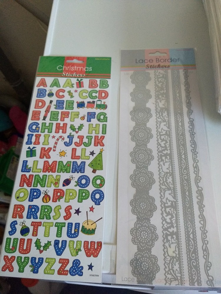 2X CHRISTMAS/LACE BORDERS STICKERS FOR SCRAPBOOKING NEW 28X12 CM