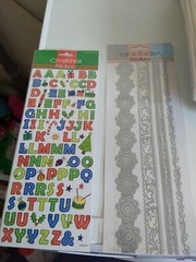 2X CHRISTMAS/LACE BORDERS STICKERS FOR SCRAPBOOKING NEW 28X12 CM