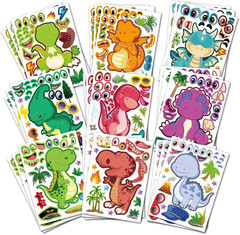 27 Sheet Dinosaur Stickers, Make Your Own Dinosaur Stickers for Kids，Make a Face