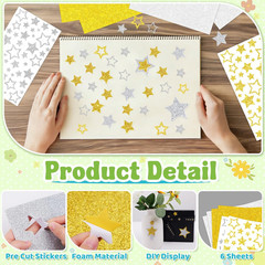 768Pcs Glitter Star Stickers Foam Stickers Small Large Stars Shape Stickers Self