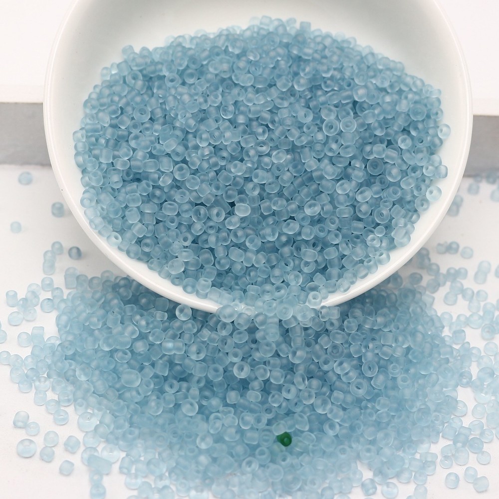 4000 Frosted Glass Beads 2mm (10/0) Sky Blue + Storage Box